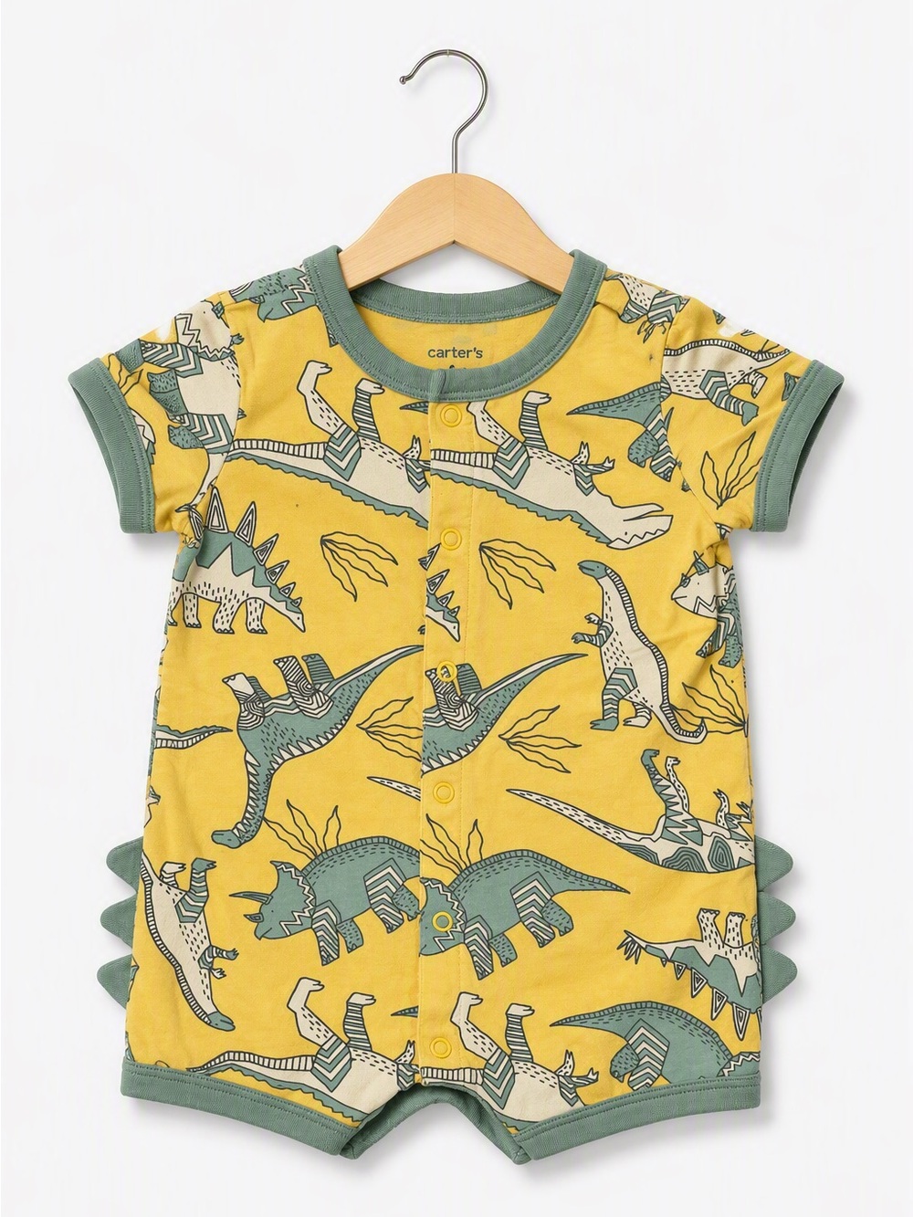 5/15$ Carter's Yellow Dinosaur Romper with 3D Spikes 6 Months Green Safari